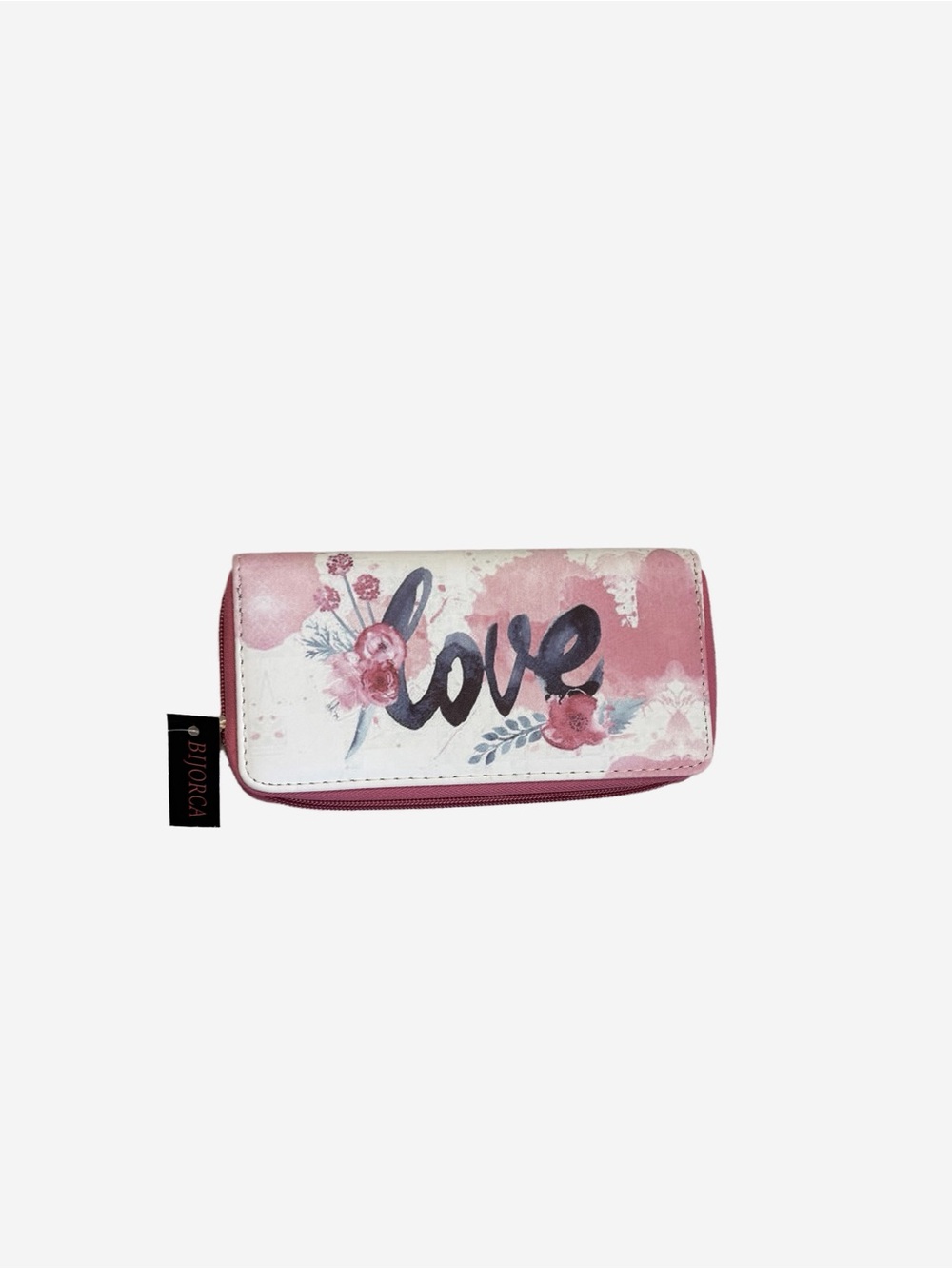 Brand New With Tags (NWT) Bijorca "Love" Watercolor Floral Zip-Around Wallet
